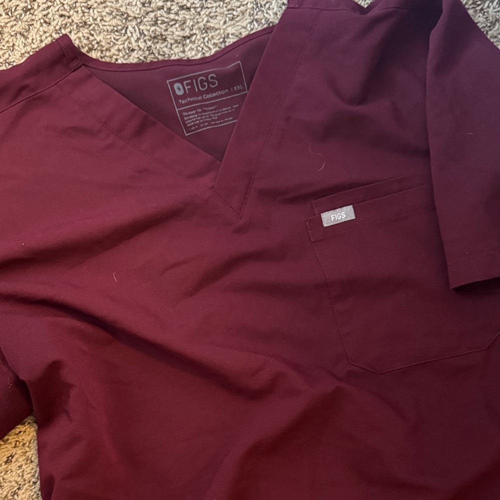 Figs Women’s Deep Red V-Neck Scrubs